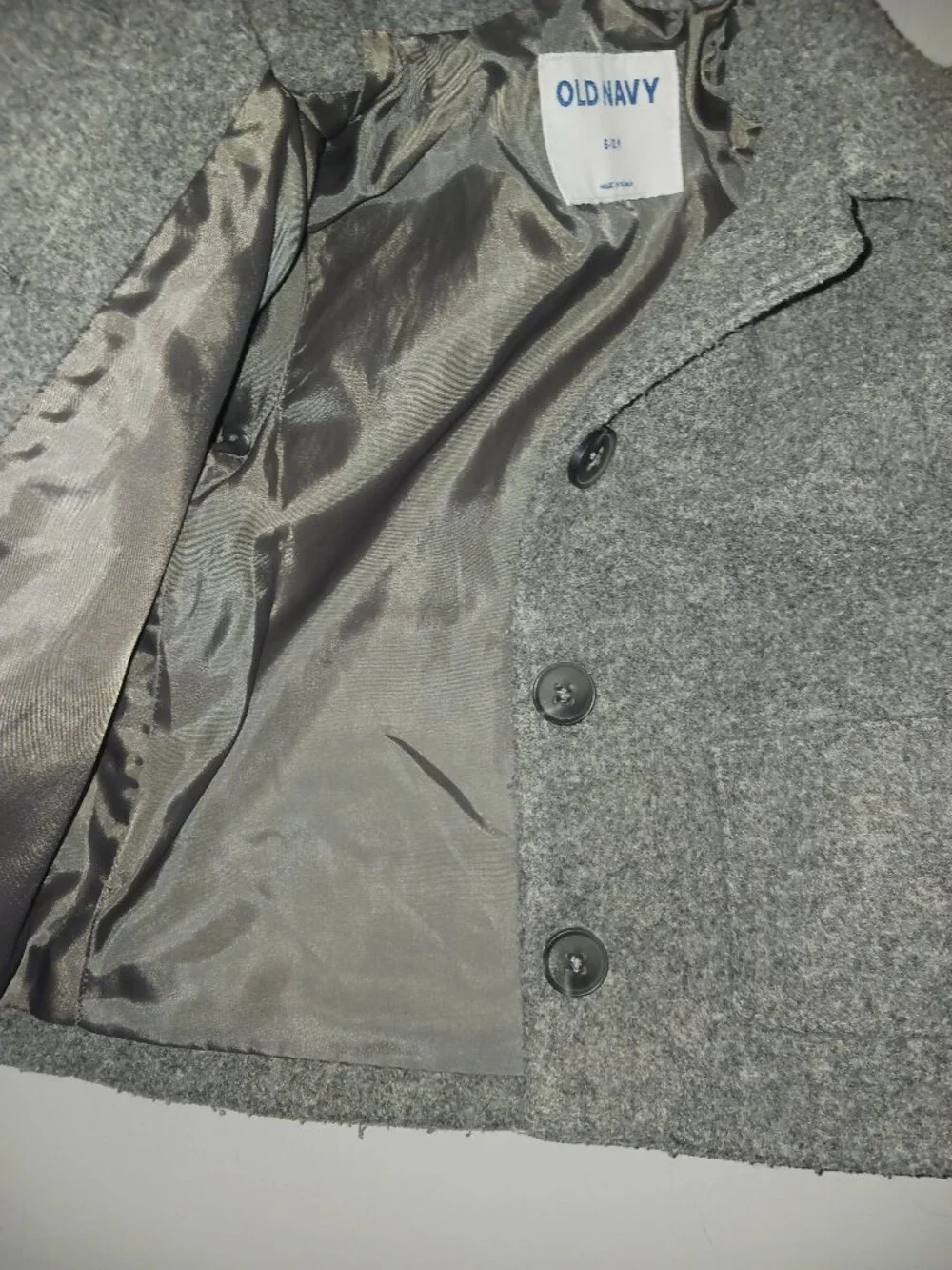 Old Navy Gray Wool Blend Peacoat Jacket 6-12 Months Toddler Classic Winter Coat